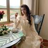Gentle Wind French Ruffle Leaf Edge Dress Women's Spring and Autumn New Design Sense Waist and Thin Princess First Love Long Skirt
