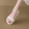 Fashion Comfort Shoes for Women Roman Sandals 2025 Summer Buckle Strap Suit Female Beige Soft Clogs Wedge Open Toe Clear Heels Gladiator