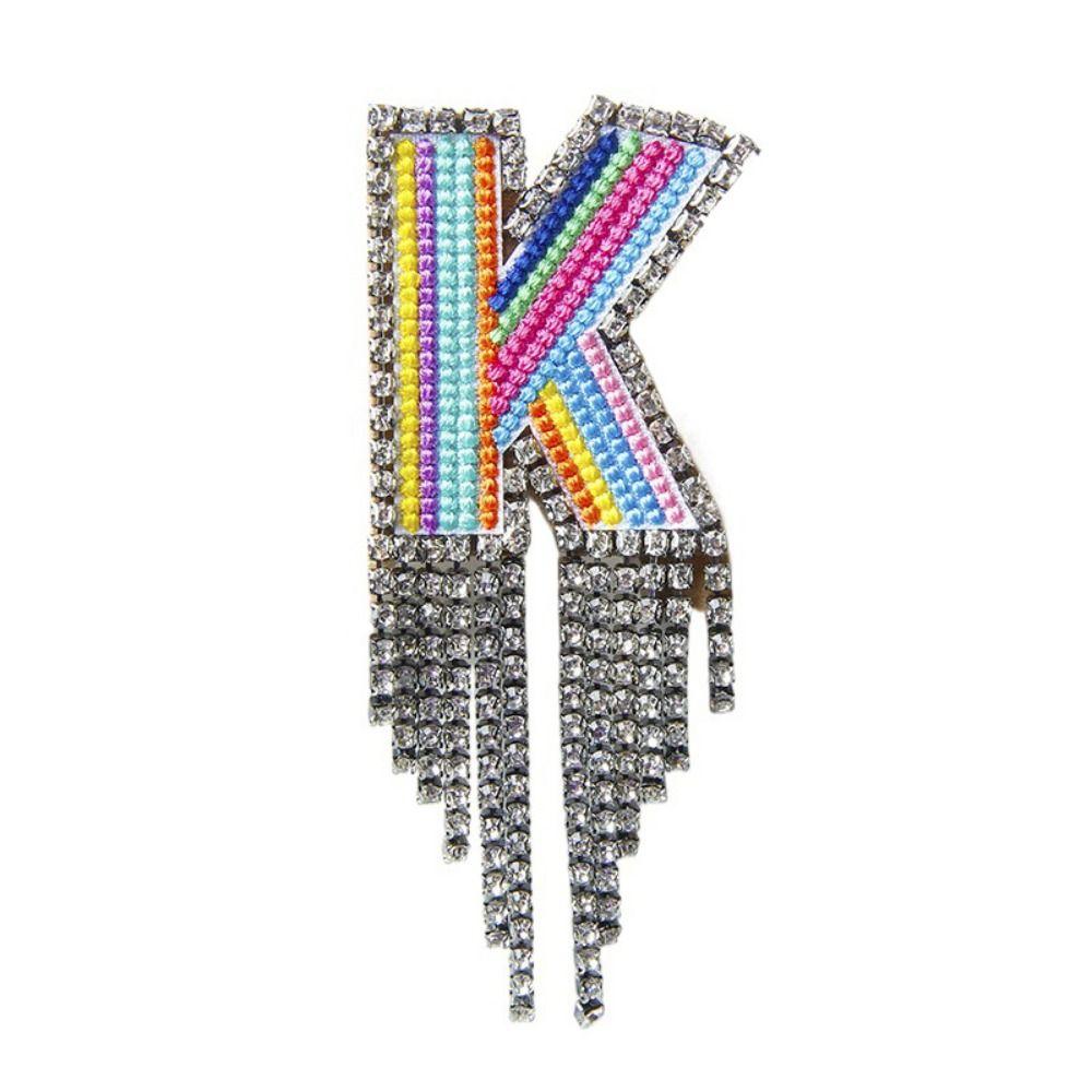 Embroidery Rhinestone Tassel  Brooch A-Z Letter Banquet Clothes Pin  Decoration