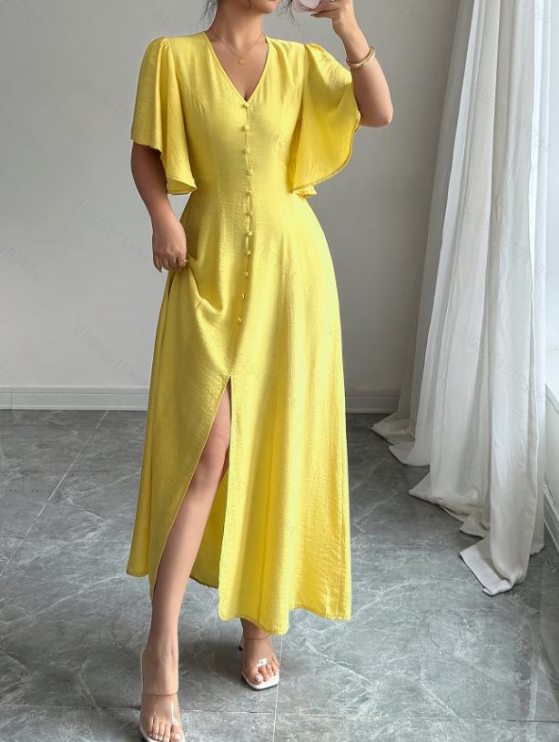 2025 Elegant V-neck Long Evening Gown for Women - Summer Fashion