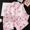 Girls Ice Silk 3-Piece Pajama Set Short Sleeve Sleepwear Kids 8 Years Cartoon Print Lightweight Air-Conditioning Suit