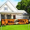 Outdoor Hanging Banners Halloween Fence Banner, 118 x 20 Inch Large Yard Sign Banner Flag, Scary Trick or Treat Party Decor Backdrop Decoration