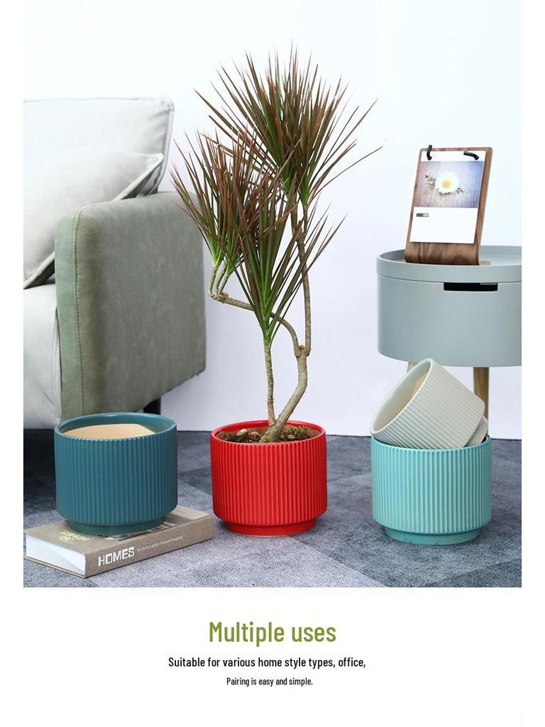 Ceramic Orchid Flower Pot - White Light Luxury, Minimalist Nordic Design for Indoor Living Room