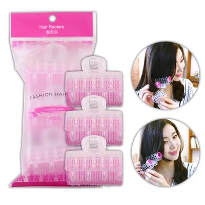 3pcs Women Girls Pink Hair Curling Wave Rollers Self Grip Salon PP Plastic Hairdressing Curlers Large Size