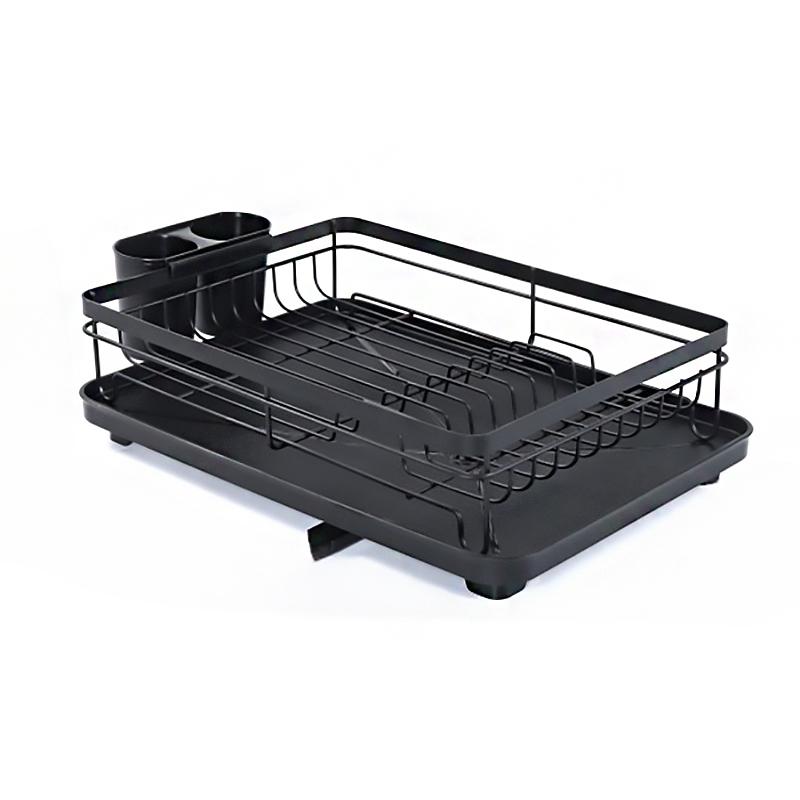 1 шт сушилка для посуды компактная для кухонной стойки прочная стойка из нержавеющей стали с держателем столовых приборов для посуды ножей ложек и вилок чёрный 2519₽