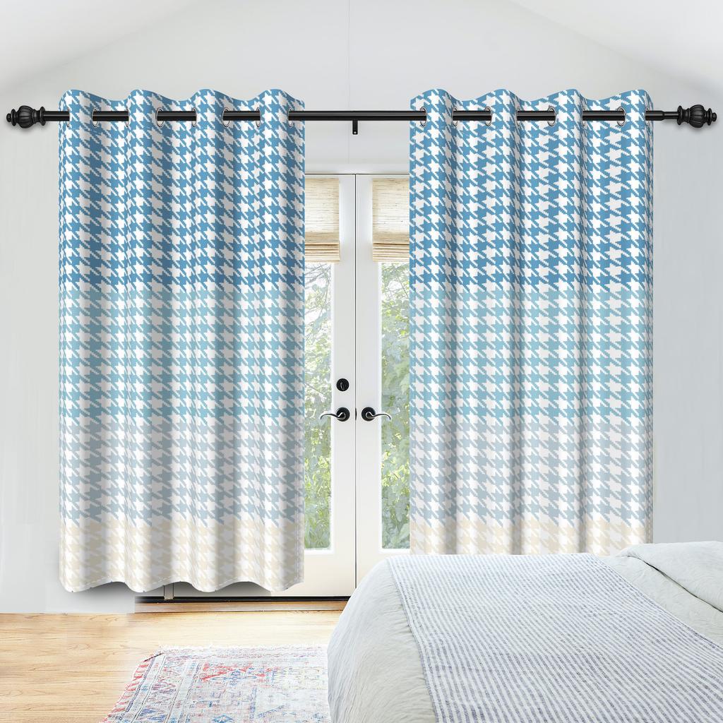 2Pcs Window Curtains Modern Style Simple Plaid Pattern Blackout Drapes Bedroom Living Room Drakening Thermal Insulation Curtain