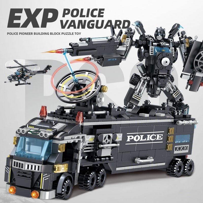 City Police Station SWAT Team Military Set Building Blocks Car Fighting Robot DIY Toy for Kids Birthday Boys Gifts