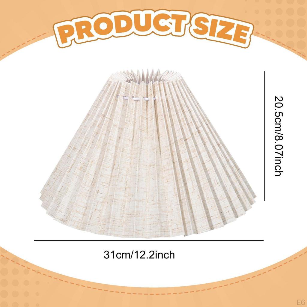 Pleated Lampshade Desk Lamp Cover Fits E27 Base Modern Easy Assembly Table Shade Light