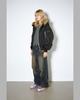 Themuseumvisitor Fur Hood Metal Logo Ma-1 Jumper (Black)