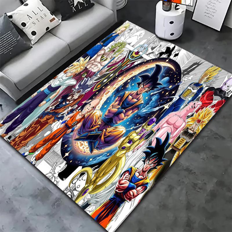 Tappeto Dragon Ball Z per Soggiorno Camera da Letto Casa Decorazione Divano, Tappetino Antiscivolo per Giochi Bambini