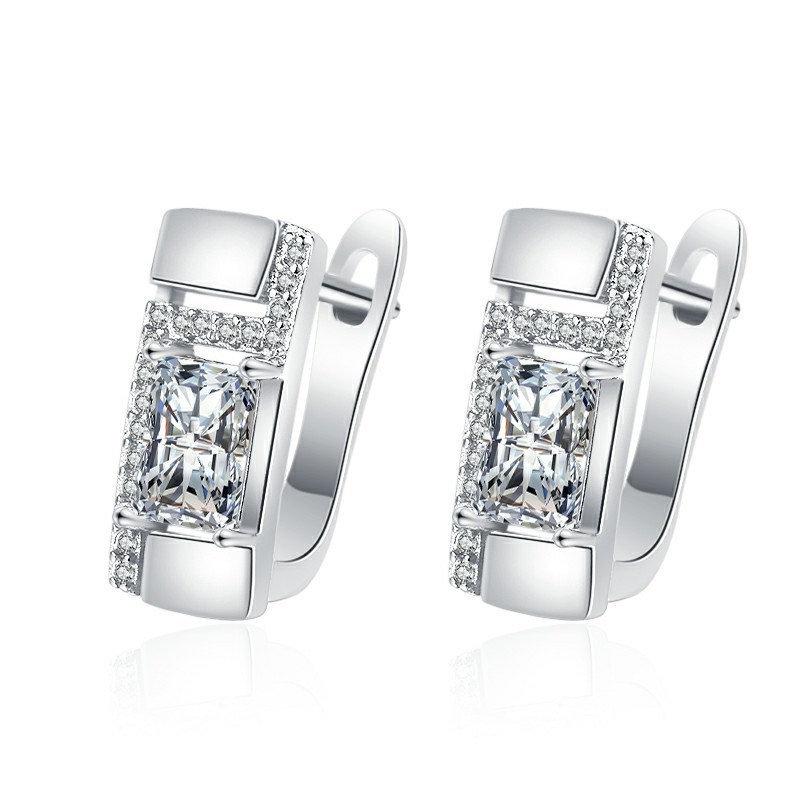 925 Sterling Silver Earrings for Women Round Zircon Earrings Sparkling Party Wedding Jewelry Gift Accessories
