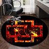 Ramms Rock Band Fire Logo Round Carpet Chair Cushion Round Entryway Rug, Soft Round Rugs for Living Room, Bedroom, Circle Carpet Decor Gifts