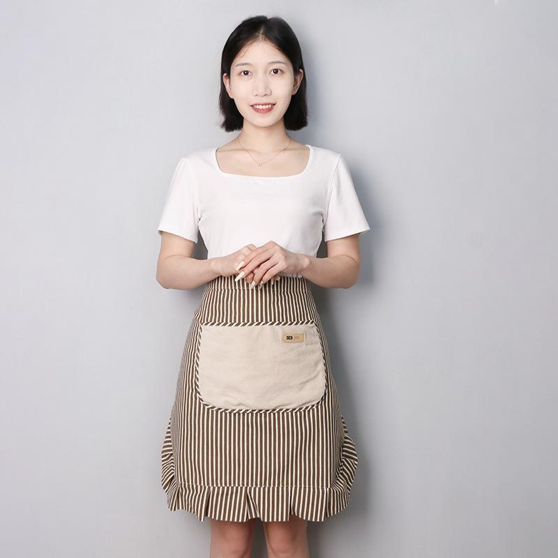 Kitchen Apron Breathable Thin Coffee House Aprons Anti-Fouling Oil-Proof Half-Length Waist Pinafore For Home Kitchen