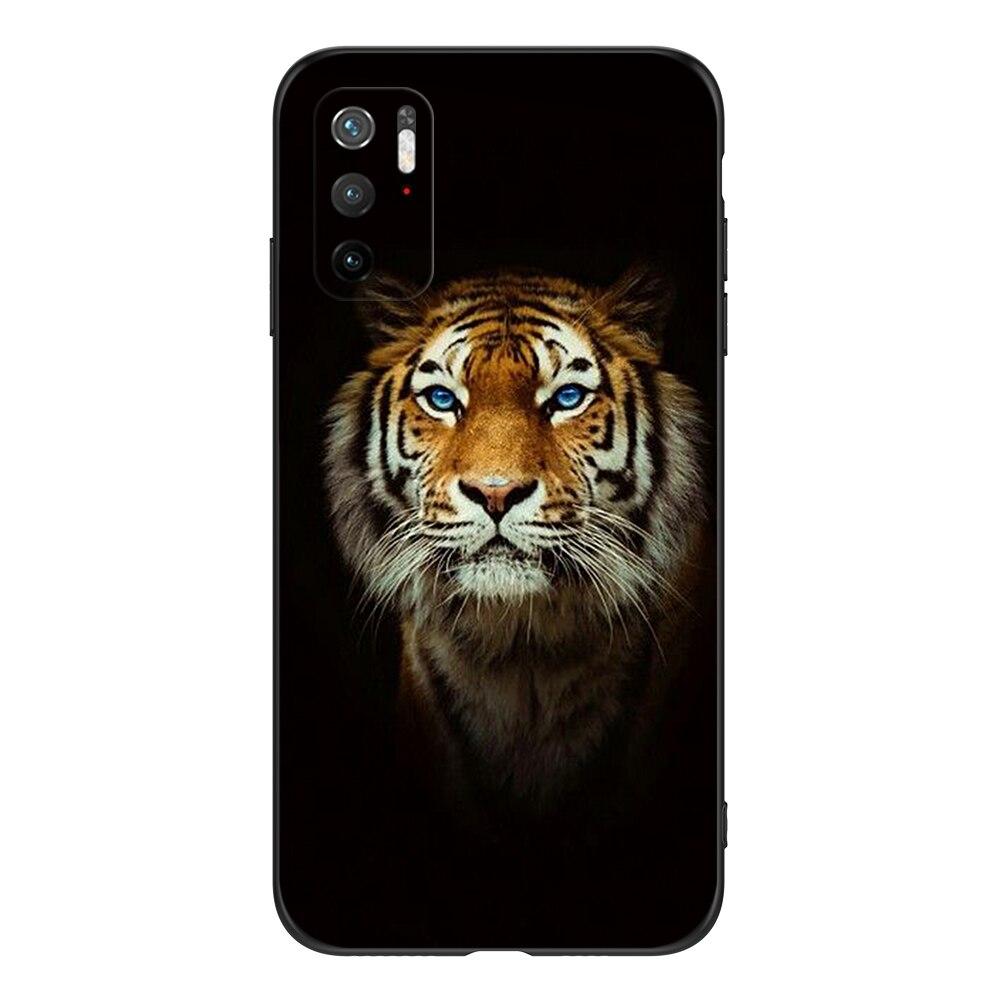 For Poco M3 Pro 5G Case 6.5" Xiaomi Redmi Note 10 5G Phone Back Cover Bumper POCOPHONE Black Tpu Case Lion Wolf Tiger Dragon