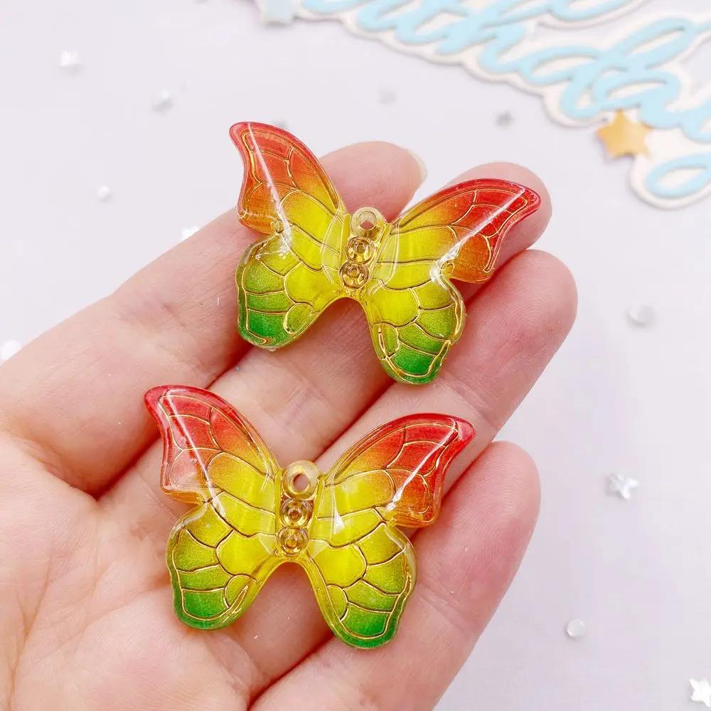 10pcs Shiny Cute Gradient Colorful Butterfly Figurine Flatback Rhinestone 1 Hole Bead DIY Wedding Decor Scrapbook Jewelry Crafts