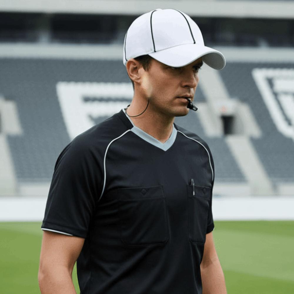 Adjustable Professional Referee Baseball Cap Black / White Peak Cap for Soccer Match Women