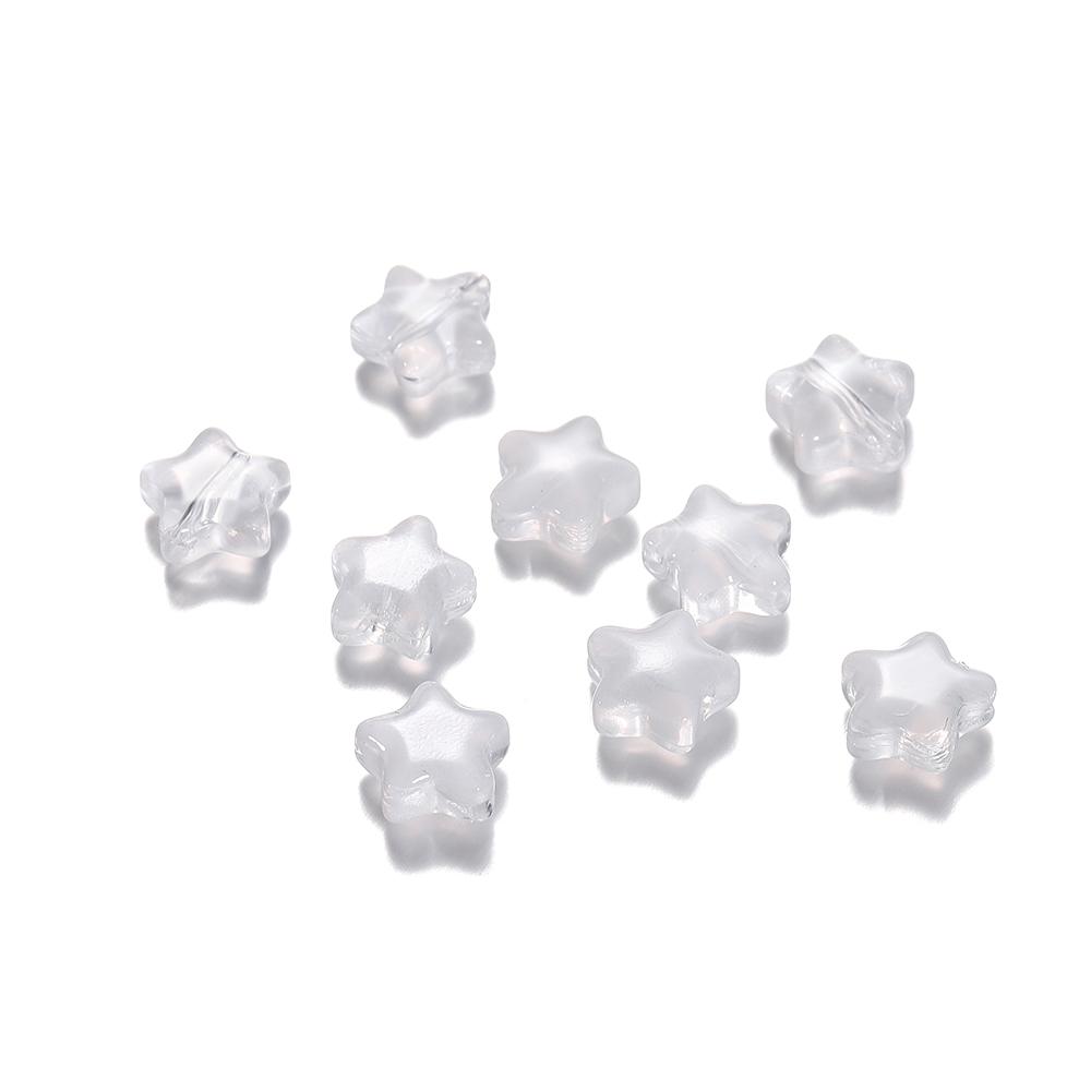 30pcs 8mm Colorful Five-pointed Star Glass Beads Loose Spacer Beads for DIY Handmade Jewelry Making Bracelet Accessories