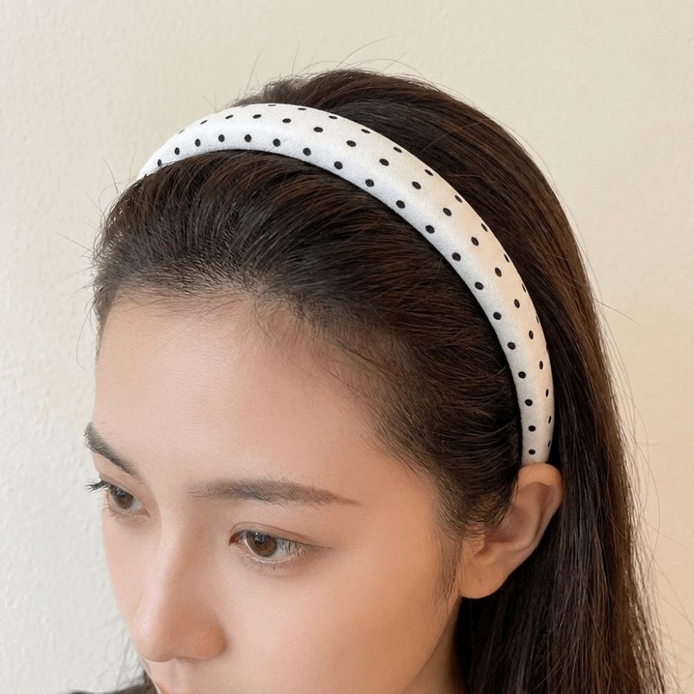 Thin Wide Headband Non-Slip Vintage Hair Hoop Elegant Polka Dot Headband  Fashion Accessory