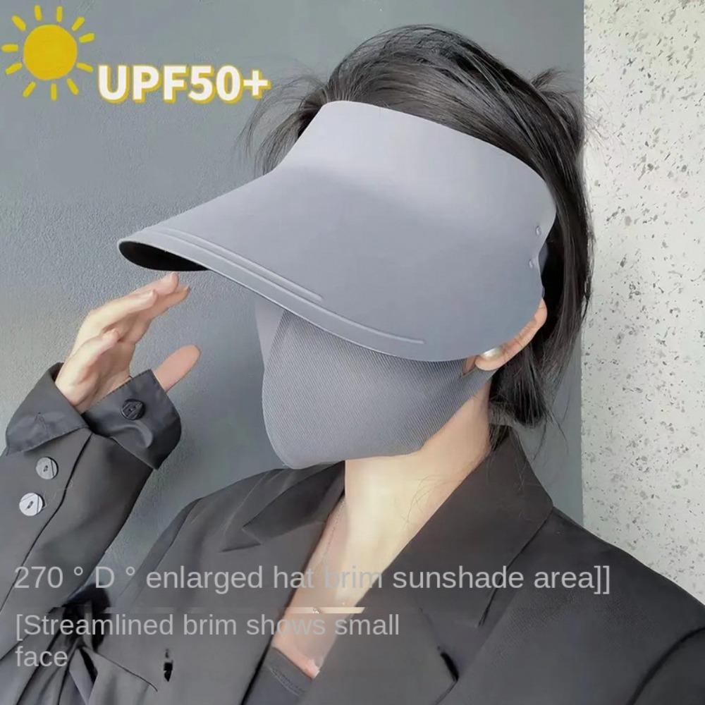 Large Brim Seamless Visor Cap Breathable Beach Cap Sun Protection Sunscreen Empty Top Cap  Sunshade