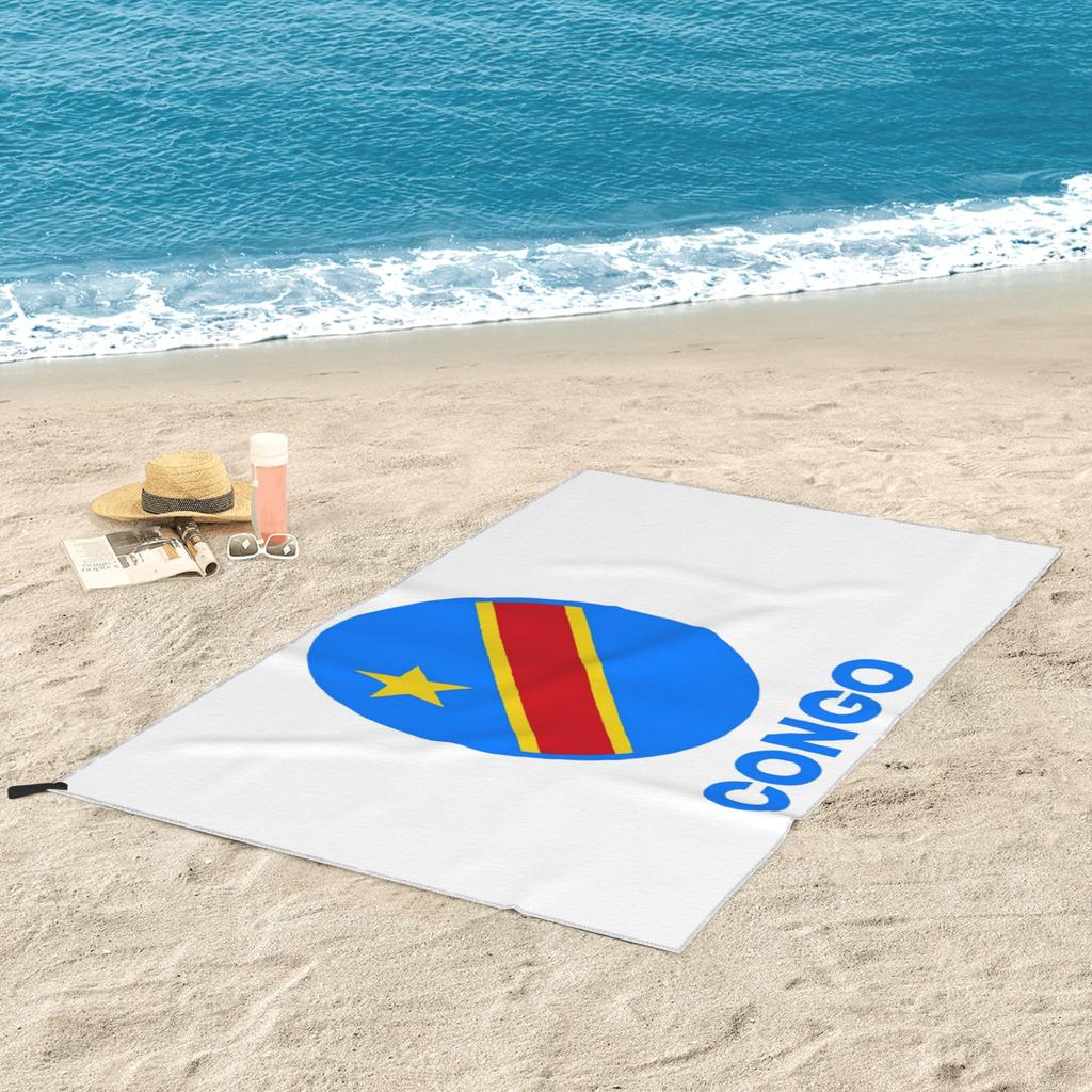 Flag Of Congo Kinshasa Flag Of Zaire Beach Towel Soft Microfiber Quick Dry Absorbent Quick Towels For Bath