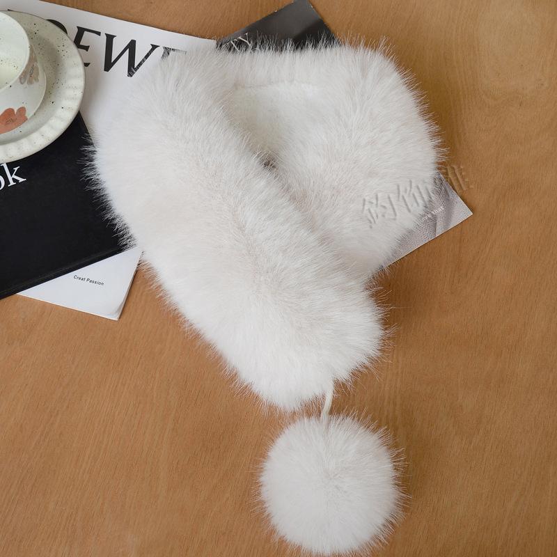 Faux Fox Fur Scarf Thickened Warm Luxury Texture Winter Women Neck Warmer Collar Shawl Fashionable Elegant