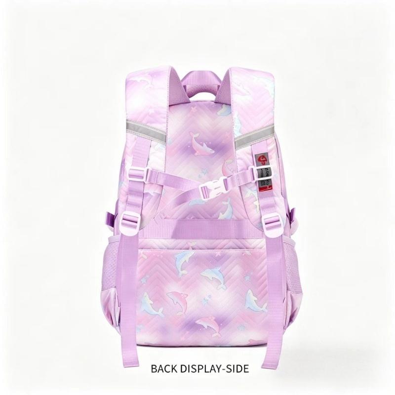 New Primary Girl Student Schoolbag Lightweight Wear-resistant Backpack Fashion Contrasting Color Cute Cartoon Fish Junior High School Student Book Bag
