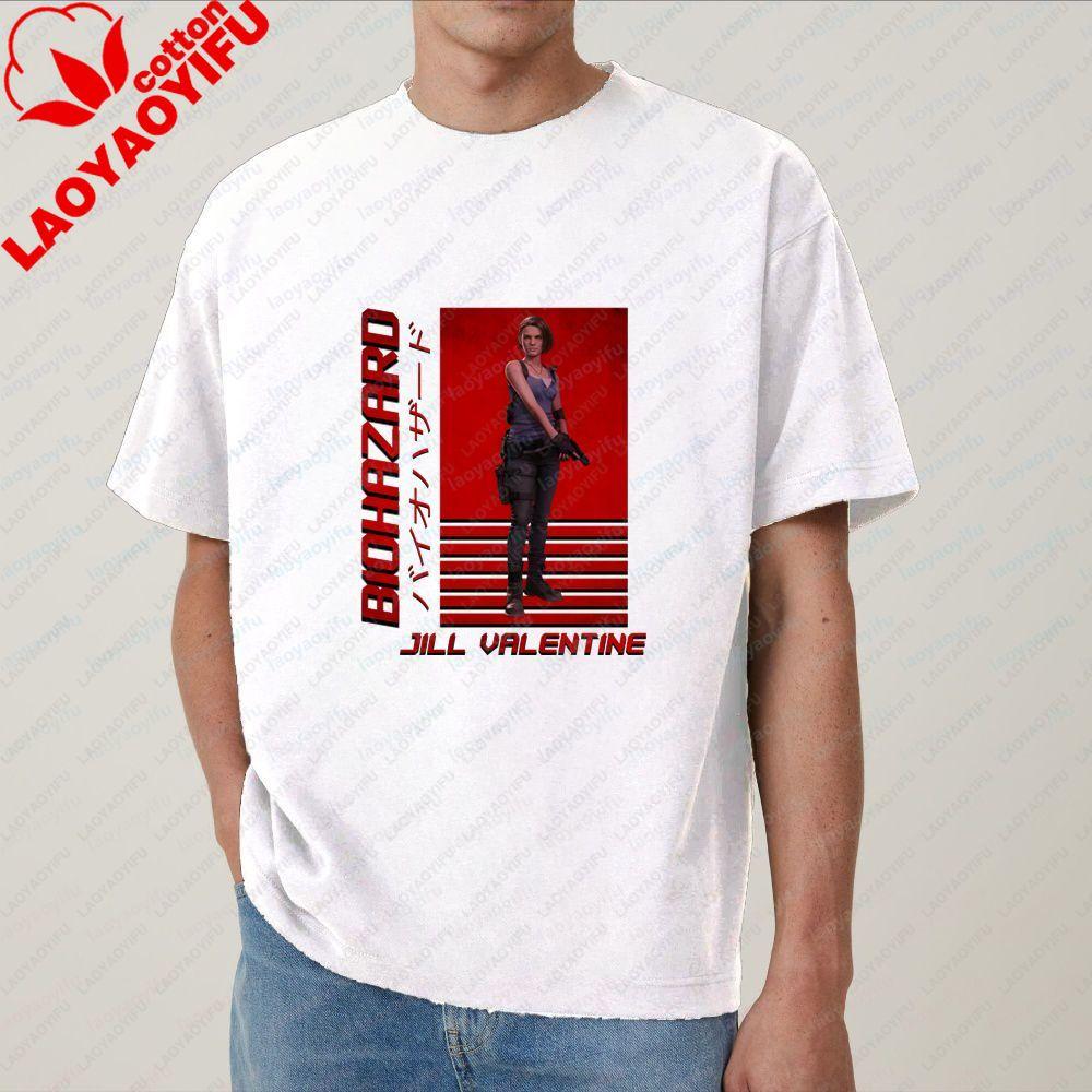 Game Character Figure Jill Valentine. Trendy Short-sleeved Shirt Suitable for Both Unisex and WoUnisex. Patterned Pure Cotton T-shirt.