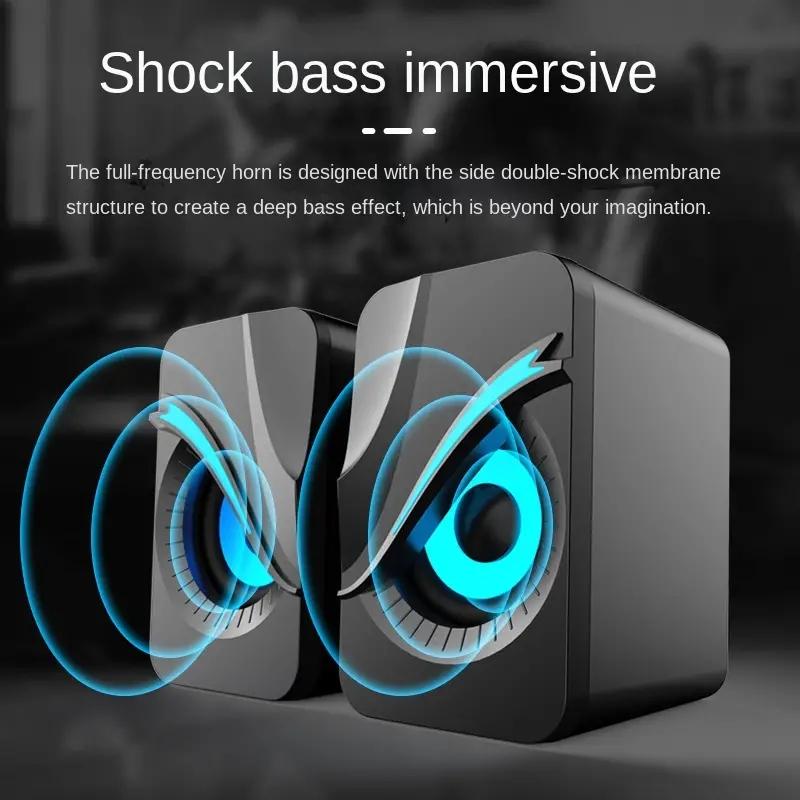 

Altavoces Para Ordenador, Caja De Sonido Para PC, Microfono Estereo HIFl, USB, Concable, Con Luz LED Para Ordenador De Escritori чёрный