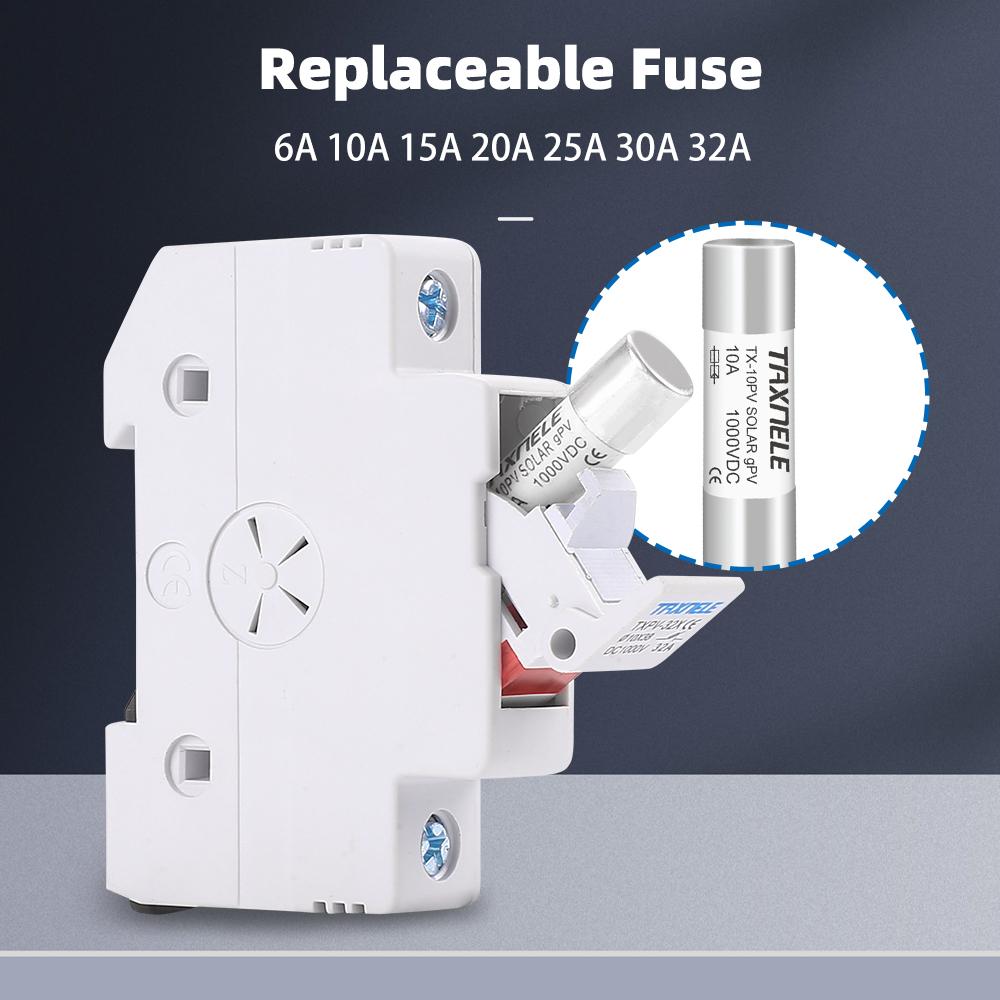 Solar DC Fuses 1000V PV Photovoltaic 6A 10A 15A 20A 25A 30A  DC Fuse Holder Base  for Solar System Short Circuit Protection gpV