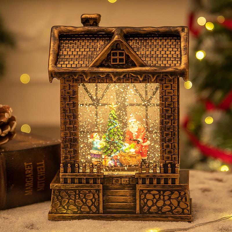 Christmas wind lamp candlestick lamp retro night light desktop ornaments Christmas gift crystal ball snow lamp