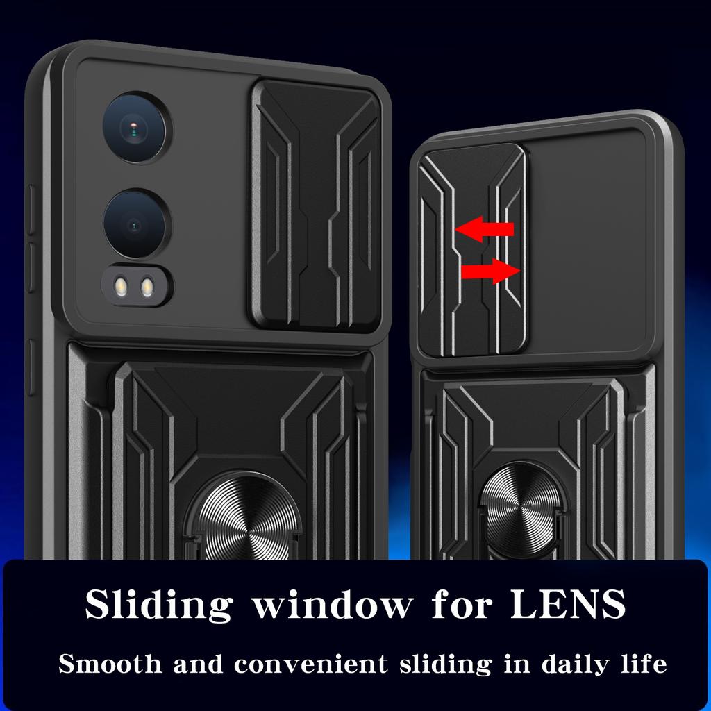 For OnePlus Nord CE4 Lite 5G Case PC+TPU Kickstand Phone Back Cover with Camera Slider