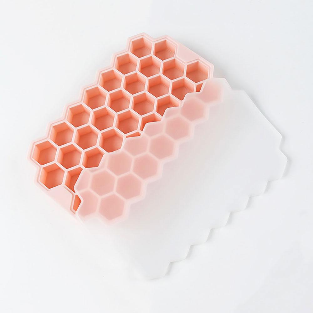 Silicone World 37 Grids Honeycomb Ice Cube Silicone Molds Silica Gel Ice Tray DIY Household Ice Making Box With Lid Ice Mold