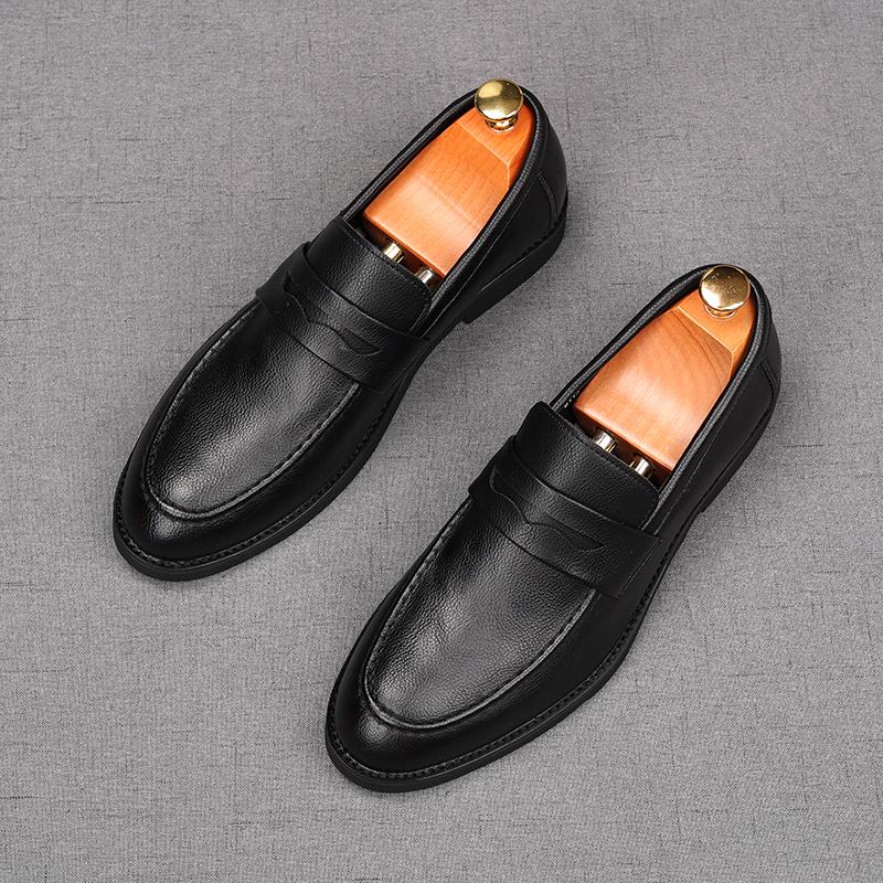 Fashion New Arrival Men's Pointed Slip On Business Flats Shoes Male Designer Penny Loafers Homecoming Wedding Dress Footwear