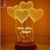 Επιτραπέζιο φωτιστικό Led με θέμα 3D Classic Hearts Δώρα γενεθλίων