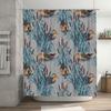 Waterproof Shower Curtain Decorative Fish Plaid Bath Mat Non-Slip Rug for Home Decoration Waterproof Washable Rectangular Bathro