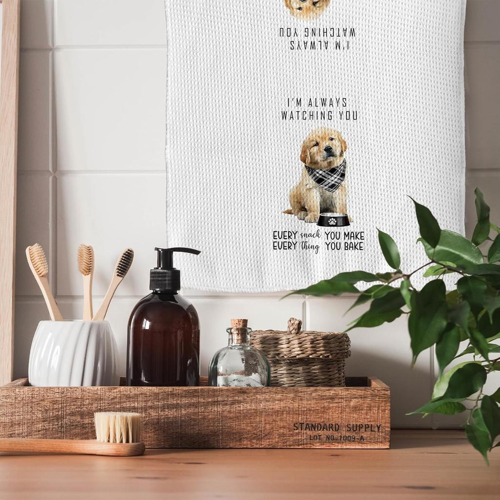 TNUW Funny Golden Retriever Kitchen Towels 16x24 Inch, Gifts for Golden Retriever Lovers Dish Tea Towels for Kitchen, Dog Mom Dad Lovers Owner Gifts