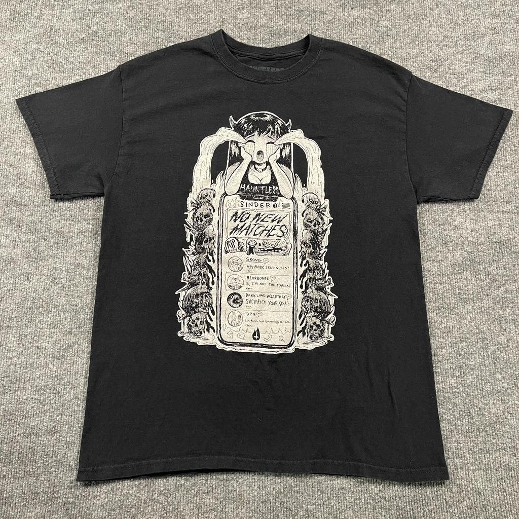 Hauntless No-Matches Tinder Parody Online Dating Anime Shirt Medium 18x26 Black