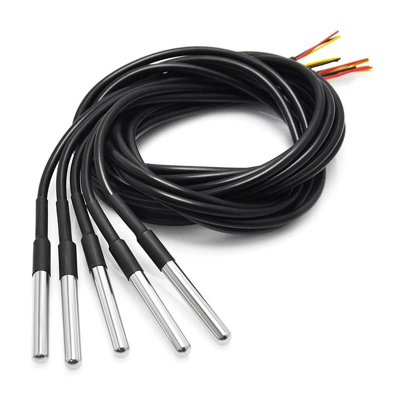 1-10Pcs Waterproof DS18B20 Stainless Steel Package 1 Meter/2 meter/3meters/5m Waterproof 18b20 Cable Probe Temperature Sensor