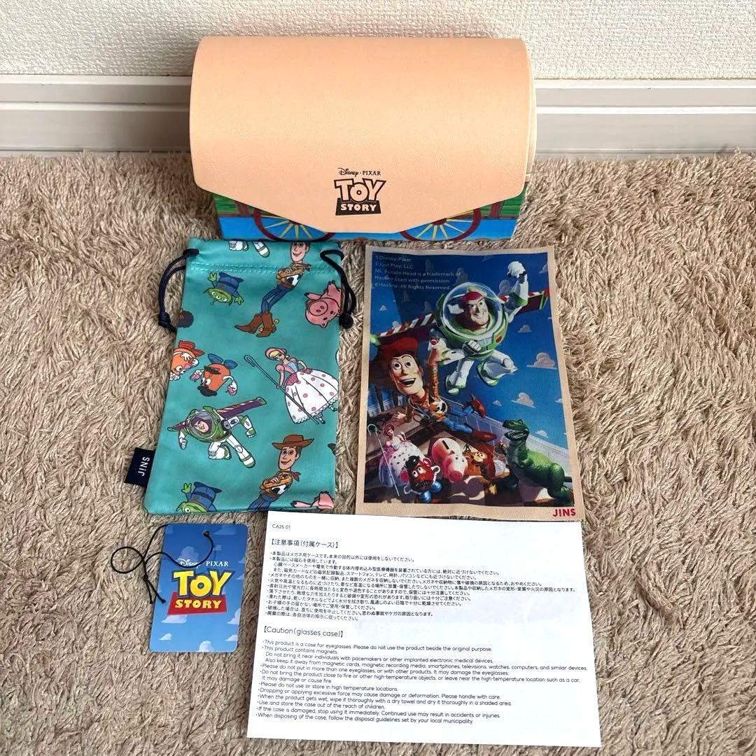 Used JINS Toy Story Glasses Case Set Drawstring Bag Glasses Wipe Cloth