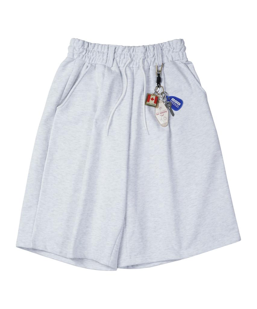 STENDS [M~4Xl] Belt Loop Oversized Sweat Shorts_White Melange
