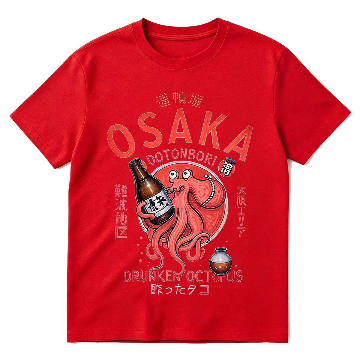 

Japanese Style Osaka Dotonbori Drunken Octopus Funny Meme T Shirts Unisex Women Retro Harajuku Oversized Cotton T-Shirt Streetwear S