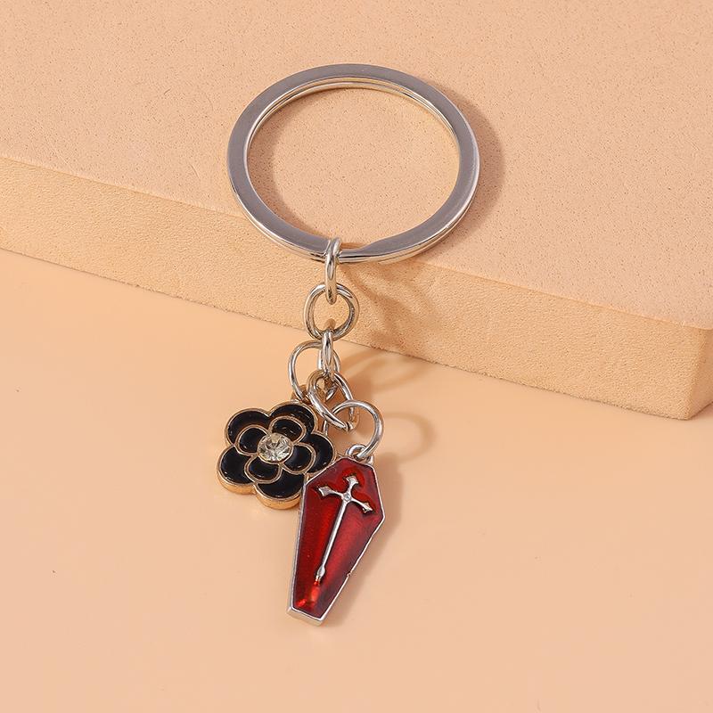Gothic Alloy Cross Coffin Key Chain Steampunk Keyring Pendant for Car Key Holder Men Women Handbag Decor Jewelry Gift