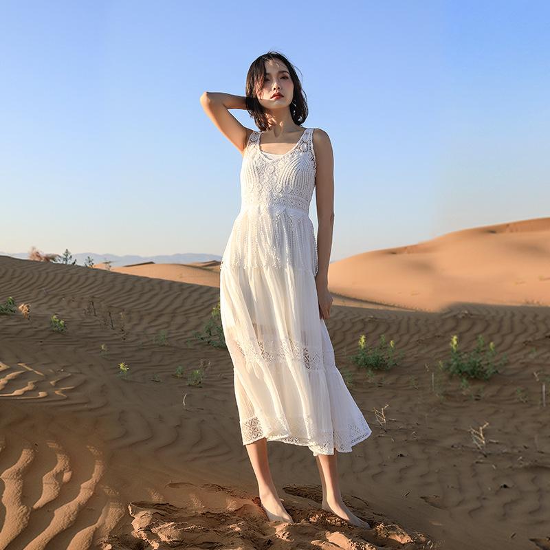 

Белое платье для отпуска на пляже в стиле феи, комплект из двух частей - Таиланд Бали F529 S белый