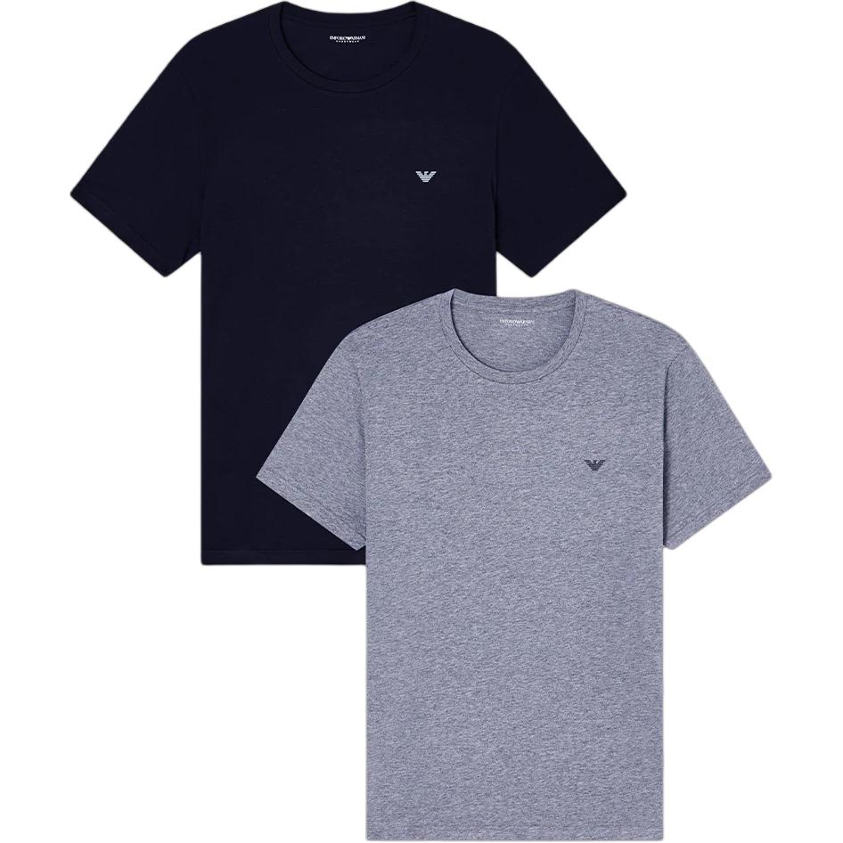 

Emporio Armani Solid Color Round Neck Logo T-Shirt Two Pack Men tops EM000391-AF10776-M8098 M