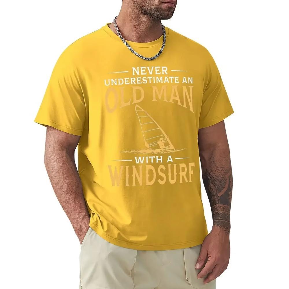 Never Underestimate An Old Man With A Windsurf T Shirt Harajuku Short Sleeve T-shirt 100% Cotton Graphics Tshirt Tops