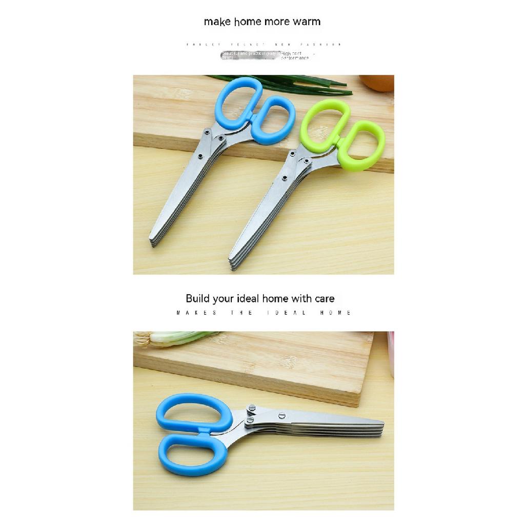 Kitchen Crushing Chopped Green Onion Multi-functional Stainless Steel Five-layer Crushing Scissors