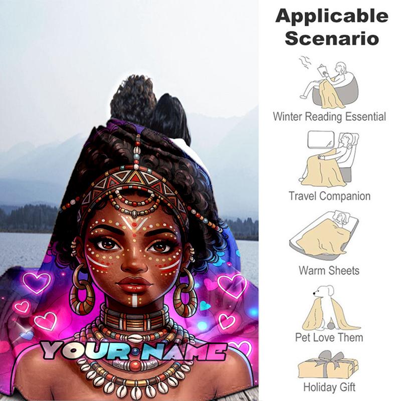 1PC Custom Name African Beauty Festival Flannel Blanket Versatile,all-season Throw Suitable for the Living Room,bedroom,camping,travel,and Gift