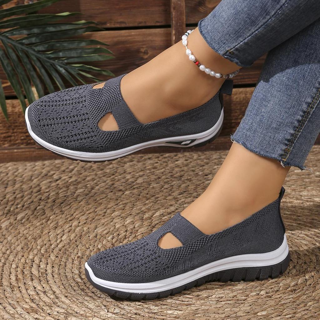 Damenschuhe Slipper Flache Schuhe Atmungsaktive Strickschuhe Lässige Schuhe Bequeme Schuhe für den Frühling