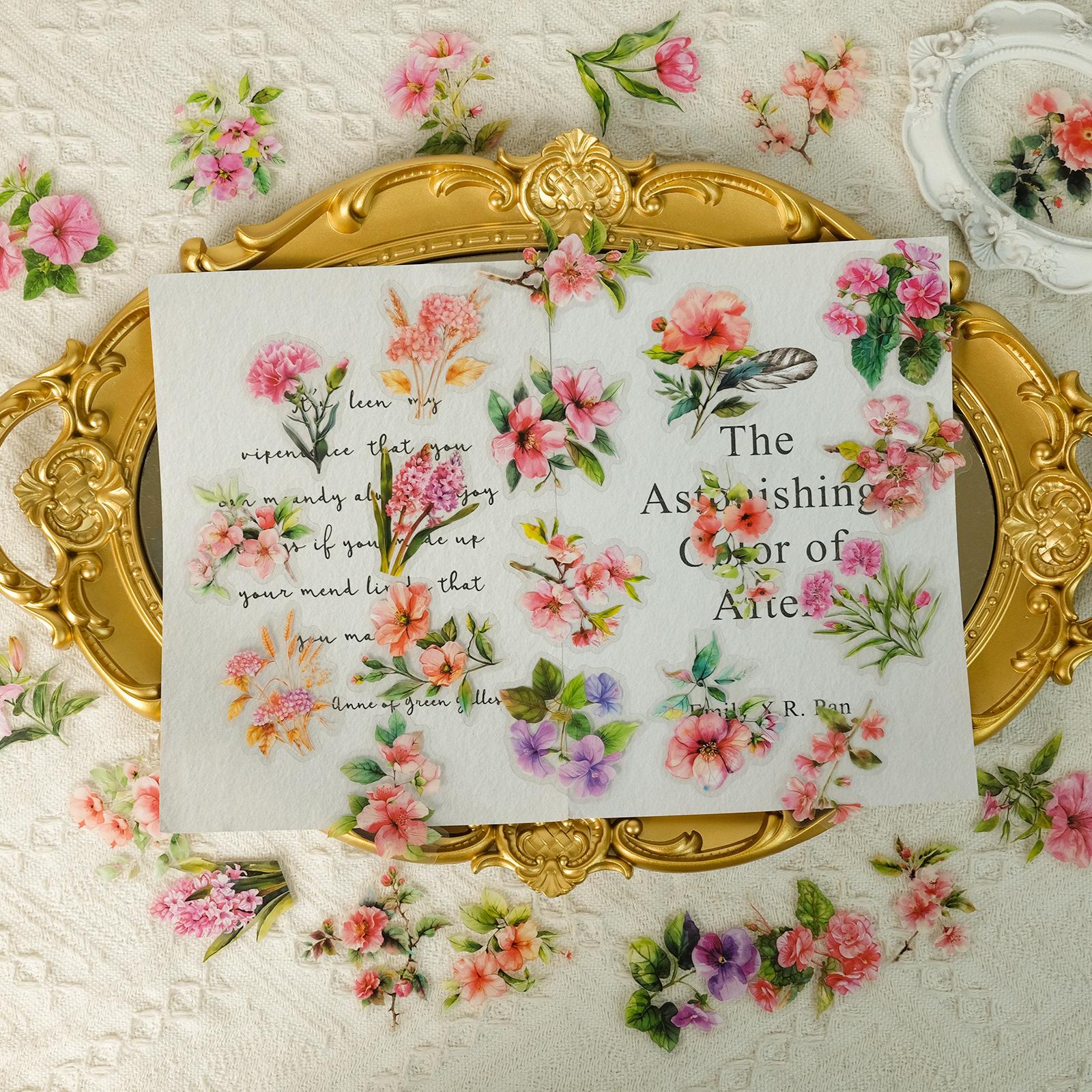 

Розовый Цветок ПЭТ Материал Прозрачная Водонепроницаемая Наклейка DIY Ручной Аккаунт Дневник Креативная Декоративная Наклейка