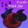 Star Pendant Wool Bucket Hat Solid Color Halloween Hat Vintage Witch Hat  Party